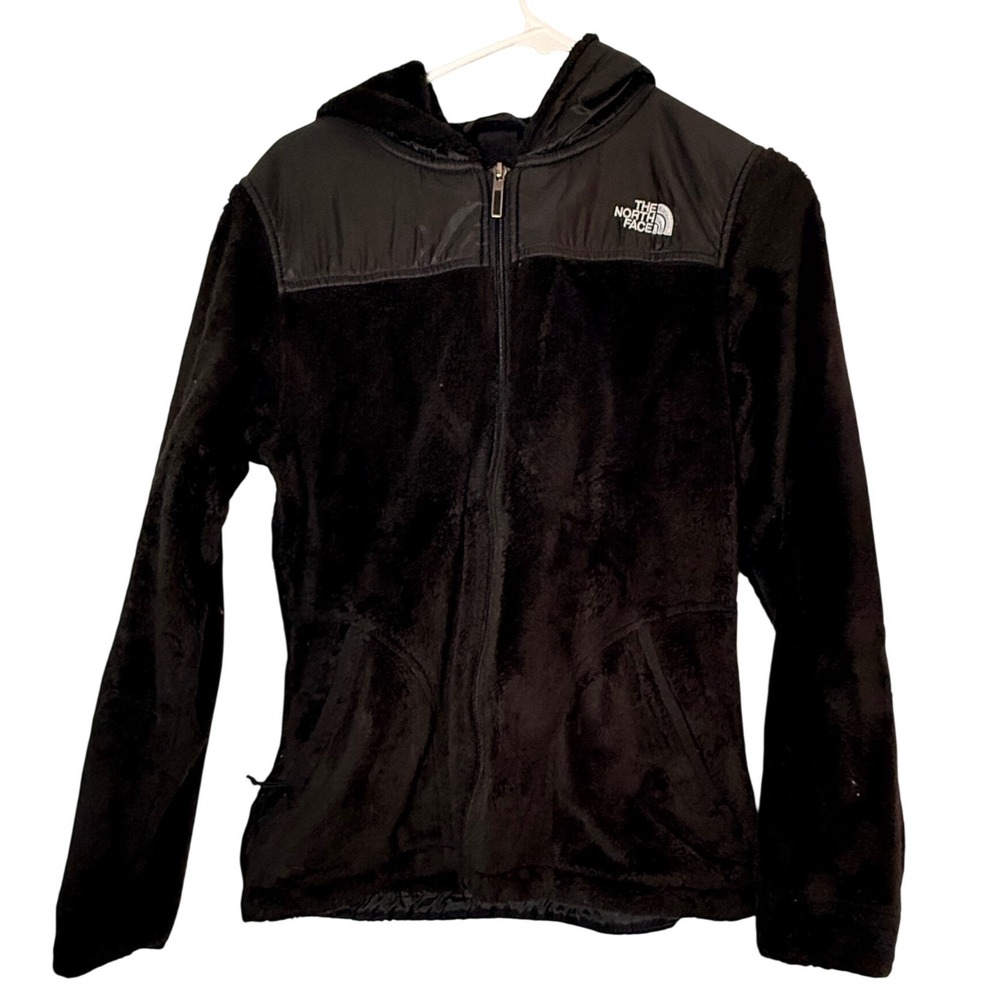 The North Face Osito Hooded Fleece Jacket Black Full Zip Womens Small